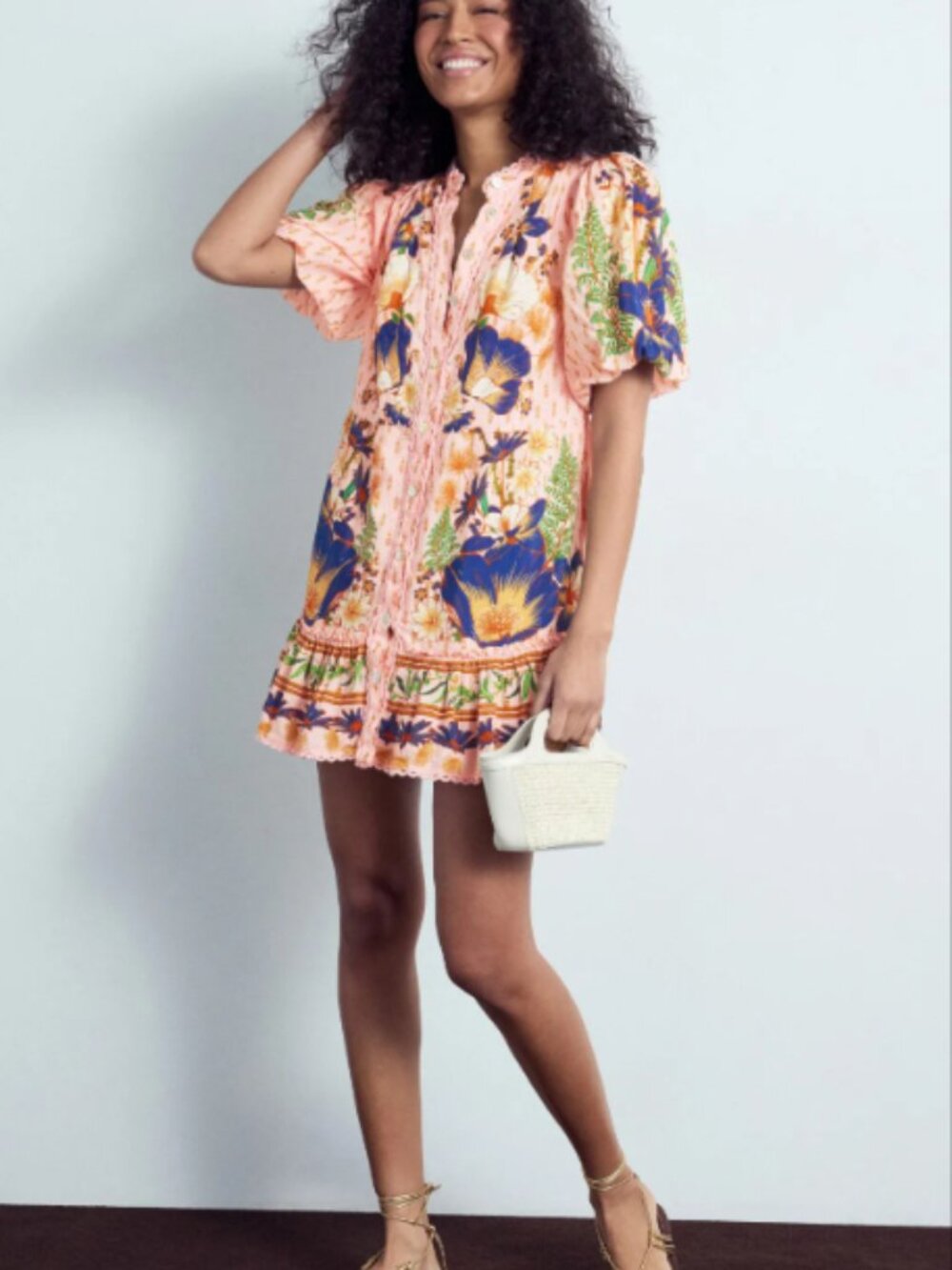 RTR-207 FARM Rio Dream Garden Pink Mini Dress